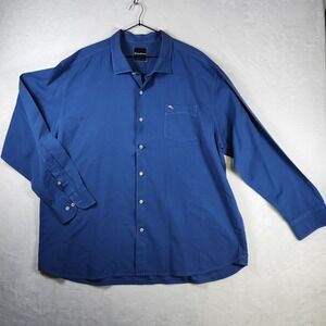 Tommy Bahama Men's 3XL Silk Blend Button Front Shirt Blue Long Sleeve Casual